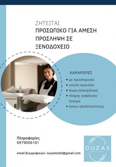 Καμαριέρα και καθαρίστρια για πρόσληψη Κατερίνη νομού Πιερίας, Μακεδονία Τουριστικός - Ξενοδοχειακός τομέας Εργασία (φωτογραφία 1)
