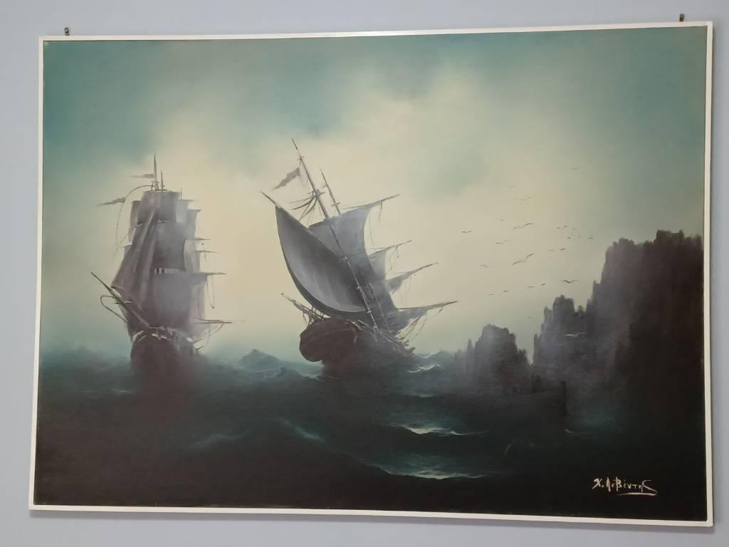 Μεγάλος αυθεντικός πίνακας ναυτικού θέματος