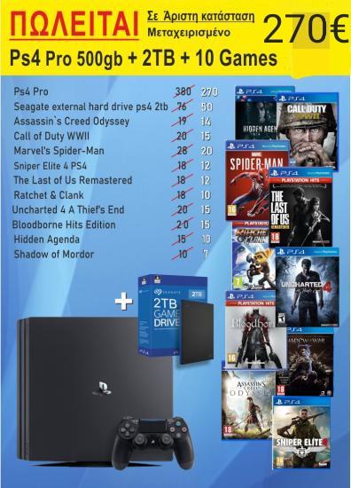 Ps4 Pro + 10 games + 2TB Καλυμνος νομού Δωδεκανήσου, Νησιά Αιγαίου Παιχνίδια - Βιντεοκονσόλες Πωλούνται (φωτογραφία 1)