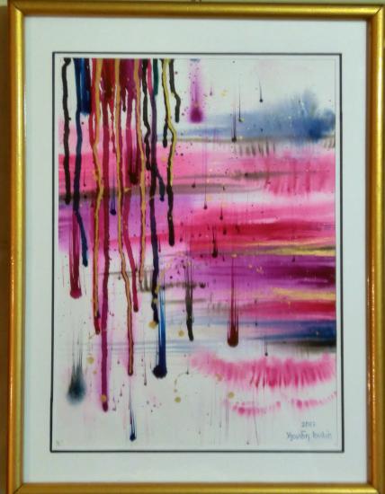 Πίνακας ζωγραφικής "Χρωματιστή βροχή" Θεσσαλονίκη νομού Θεσσαλονίκης, Μακεδονία Τέχνη - Συλλογές - Χόμπι Πωλούνται (φωτογραφία 1)