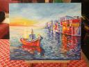 Πίνακας Ζωγραφικής - Καραβάκι σε νησιώτικο δειλινό Θεσσαλονίκη νομού Θεσσαλονίκης, Μακεδονία Τέχνη - Συλλογές - Χόμπι Πωλούνται (μικρογραφία 2)